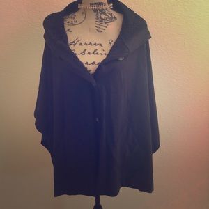 Black cape with lace hood